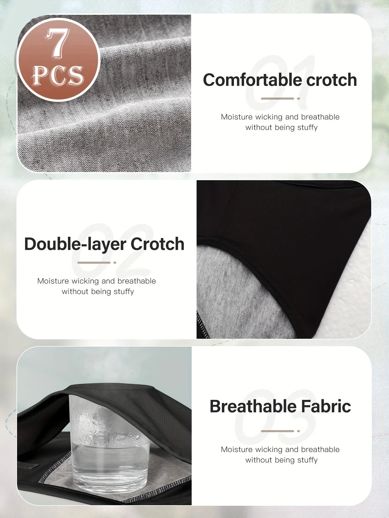 7-Pack Leak-Proof Menstrual Underwear for Women – Ice Silk | Breathable Mesh | High Waist | Tummy Control