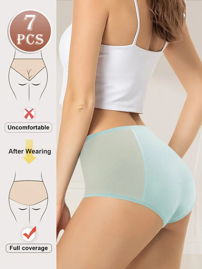 7-Pack Leak-Proof Menstrual Underwear for Women – Ice Silk | Breathable Mesh | High Waist | Tummy Control